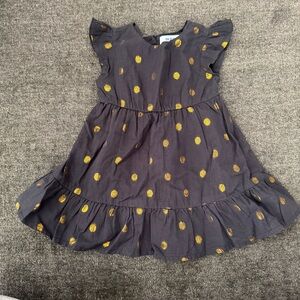 LIKE NEW Old Navy Black & Gold Polka Dot Dress with Ruffle Sleeves
